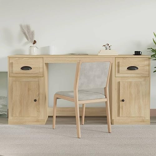 Computertisch Study Table Sekretär Schreibtisch Schreibtisch mit Stauraum Sonoma-Eiche Holzwerkstoff