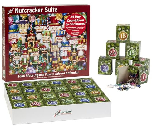 Advent Calendar Jigsaw Puzzle 2024 - 'Nutcracker Suite' 1000 Pieces by Vermont Christmas Company - 24 Puzzle Sections to Complete - Count Down to Christmas Each Day in December
