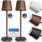 charlique® LED Tischlampe kabellos (Doppelpack) - Dinner Light braun 38 cm - Akku Tischleuchte mit USB, aufladbar, warmes Licht, indoor & outdoor geeignet