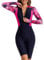 ECUPPER Womens Long Sleeve Rash Guard One Piece Swimsuit Zip Up Bathing Suit UV Protection Boyleg Surfing Suit Swimwear Built in Bra Rose Red Large
