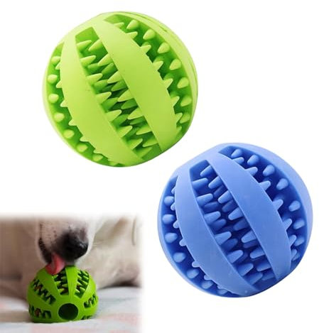 Dog Treat Dispenser Interactive Ball Dog Toy Ball, 2 Pcs Puncture Resistance Treat Dispenser Dog Toy for Treat Ball Dog Toy Slow Feeder Interactive Dog Toy Teeth Cleaning Fetching Training for Puppy