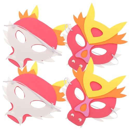 Yardenfun 4 Pièces Enfants Année Du Dragon Masque Dragon Masque Pour Enfants Animal Pour Fête Cosplay Animal Pour Mascarade Pour