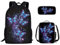 Kuiaobaty Schulrucksack für Kinder, 3 Stück, für Mädchen und Jungen, Dinosaurier, Fußball, Wolf, Pferd, Schultertaschen, Teenager, Studenten, Lunch-Tasche, Federmäppchen, Magical Stars Butterfly