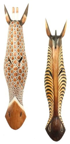 Oriental Galerie 2er Set Giraffe Zebra Wandmaske Holzmasken Maske Afrika Handgeschnitzte Exotische Tiermaske ca. 100 cm