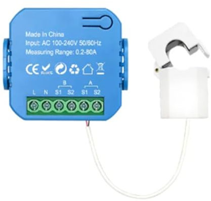 Tuya Smart ZigBee Energy Meter Bidirectional with Current Transformer Clamp App Monitor Power 80A Easy Install (1CT)