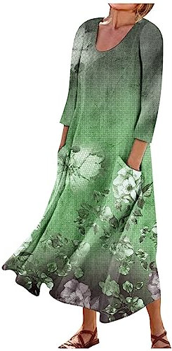 Kleid Damen Sommer Ärmellos Sommerkleid Lang Für Rundhals Kurz Strandkleider Freizeitkleid Glitzer Kleid Boho Longbluse Damen Maxikleid Damen Sommer Dresses for Women(2-Dark Green,XL)