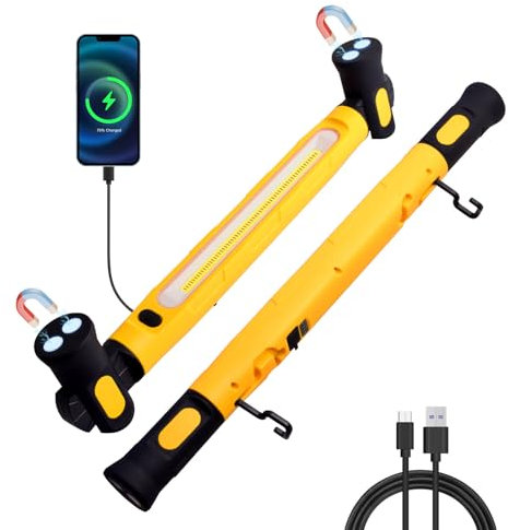 ERAY Lampe de Travail, Baladeuse LED Rechargeable 6000mAh 3000LM, Projecteur LED Rechargeable avec Base Magnétique/360° Crochet/3 Modes/Rotation à 180, Lampe Mecanicien pour Bonnet Garage Atelier