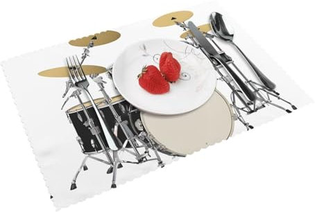 (Jazz-Trommel) Platzsets, Feiertagsbankett, Küche, Tischdekoration, Blumenmatten, 30,5 x 45,7 cm, 4 Stück