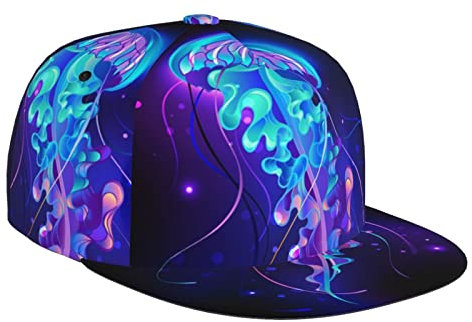 Oudrspo Cappellino da Baseball con Visiera Regolabile BillHat Piatto - Medusa al Neon Luminosa