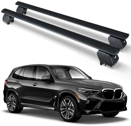 LUGIWN Aluminium Dachträger für BMW X5 2007-2024,Dachträger Querstange, Abschließbar-DachträGer RelingträGer 90,7 kg Tragfähigkeit