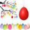 ZZOUFI Uova di Pasqua Decorative, 36pcs Ovetti Pasquali da Appendere, Uova Colorate per Albero di Pasqua Esterno, Decorazioni Uova di Pasqua Fuori Finte