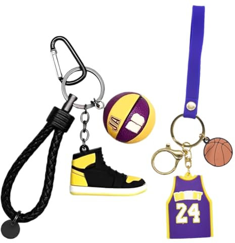 PLNVNVP Porte Clef Pendentif Basketball, 2Pcs Porte-Clés de Basketball, Porte Clés Maillot, Basketball Party Cadeaux d'Anniversaire, Cadeau d'Anniversaire pour Garçon Fans de BasketBall(Jaune)