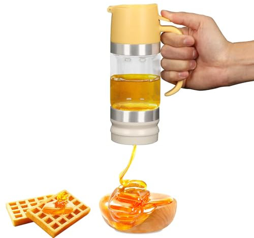 Guanici 11 oz Honey Dispenser Jar - Yellow, Simple Style - Drip-Free, Press Type, Holds 11 Ounces - Perfect for Honey, Syrup, Coffee Syrup, Ketchup, Salad Dressing