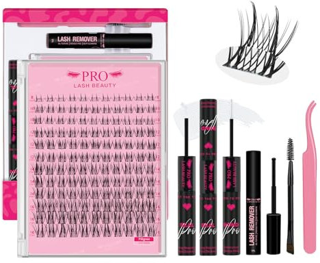 132Pcs Cluster Lashes Kit 8-16mm Invisible Band Natural Lash Clusters with Clear Glue Transparent Lash Bond and Seal Lash Remover Tweezers DIY Lash Extension Kit(Filigree-8-16mm Mix)