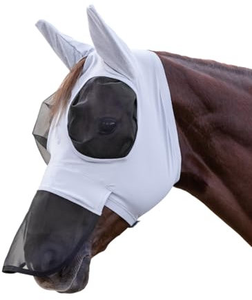 Waldhausen Fliegenmaske Puck mit Nasenschutz, Silbergrau, Pony