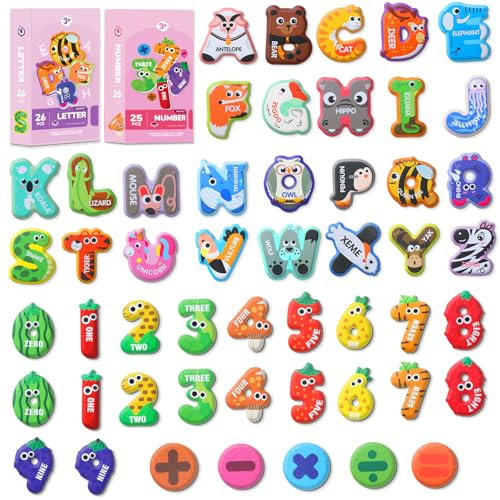Magnetic Letters Magnetic Numbers,Large Size Fridge Magnets for Kids,Alphabet ABC Magnets for Refrigerator, Educational Spelling Learning Games Toys for Baby Preschool(Numbers+Letters Style B)