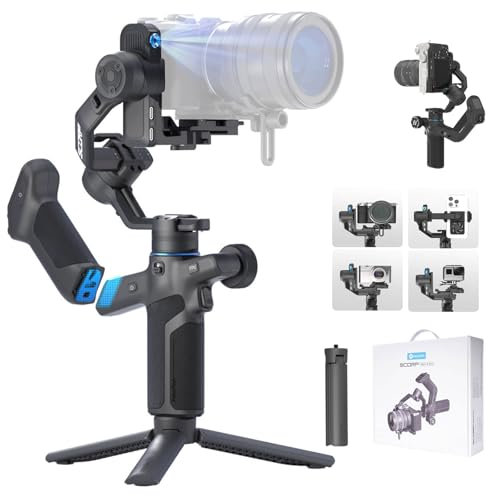 FeiyuTech SCORP Mini 3 Pro Stabilizzatore per Canon Sony Nikon Fotocamera/Action Cam, Smartphone, tracciamento AI da 18m, impugnatura remota rimovibile, carico utile di 4,4 libbre, Gimbal Mirrorless