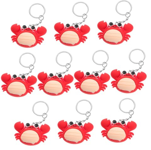 TOYANDONA 10Er Set Krabben Schlüsselanhänger Cartoon Stil Realistische Meerestier Schlüsselanhänger Für Rucksack Taschenanhänger Partygeschenke Und Dekoration