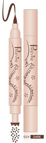 Sommersprossen Stift & Eyeliner 2 in 1, 6-Punkt Unregelmäßiger Natürlicher Freckles Pen und Schwammspitze Augenlinienstift für Tägliches Make-up und Festivals, Wasserfest, 24H Haltbar - 3.0 Dunkel