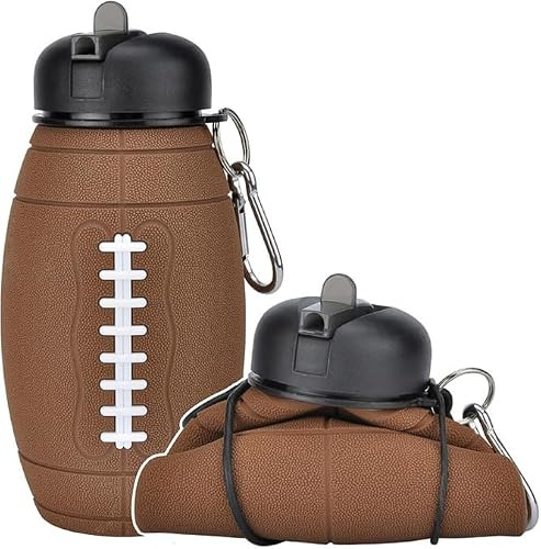 bzjqh Foldable Rugby Sports Water Bottle, Foldable Silicone Water Cup, Bottle for Camping, Hiking, Outdoor Activities, Portable Drinking Cup 550ml