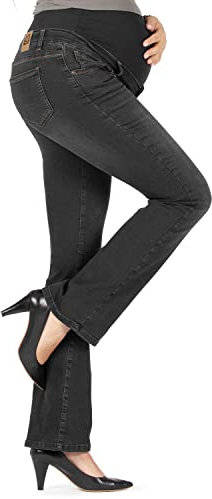 Torino Deluxe - Jean de maternité Evasé, Modèle Patte D'éléphant, Bande élastique - Made in Italy (38, Noir)
