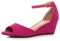 Womens Ladies Low mid Wedge Heel Ankle Strap Casual Evening Sandals Size 4 37, Fuchsia Pink Suede, 4 UK