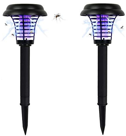 DINOWIN Lot de 2 Lampes solaires répulsives pour extérieur,Anti-moustiques,Anti-Insectes électroniques,Anti-moustiques,Anti-Insectes,Anti-vers,Anti-moustiques et éclairage de Jardin(Path UV Light)