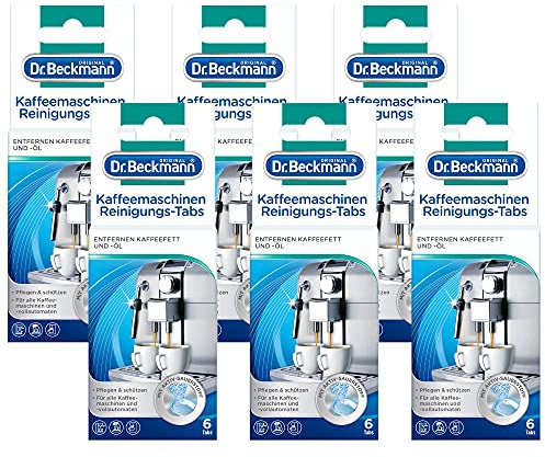 Dr. Beckmann Kaffeemaschinen Reinigungs-Tabs | entfernen Kaffeefett und -öl | mit Aktiv-Sauerstoff, 6er Pack (6x 6 Tabs)
