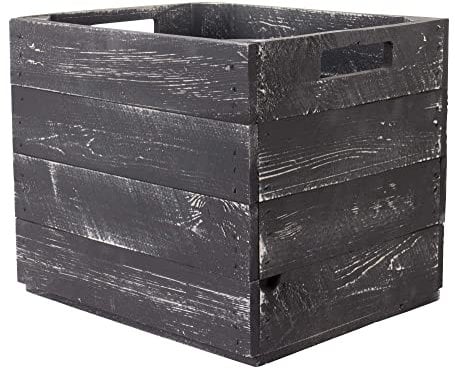 Vinterior 4er Paket Holzkisten für Kallax Regale 33x38x33cm Kallax Expedit Einsatz Aufbewahrungsbox Aufbewahrungskiste Apfelkiste Weinkiste Obstkiste Holzkiste (shabby schwarz)