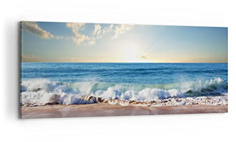 Stampe da Parete Moderne 100x40 cm Quadro su Tela Paesaggi Marino - 3551 | Mare Bordo Acqua Quadro Decorativo Grande 1 pezzo Soggiorno Camera da Letto Arte da Parete Decorazione da Parete ARTTOR