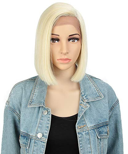 Style Icon Bob Perücke mit Filmansatz Lace Front Wigs Kunsthaar Perücken mit Seitenscheitel 24cm 120g Kunstfaser synthetische Faser (613)