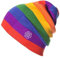 AILOVA Regenbogen Mütze, Damen/Herren Winter-Strickmütze, Gestrickte Wintermütze Doppelstrick Streifenmütze Garn Eltern Kind Mütze Warm Baggy Slouchy Cap für Kopfumfang 55-61cm (Rot)