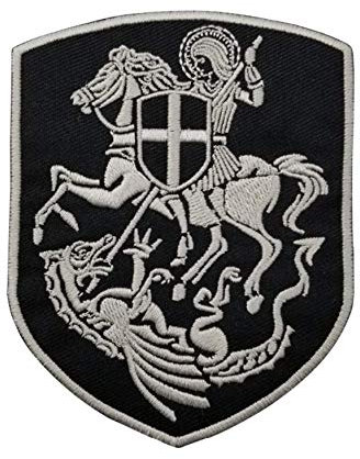 Knights Templar St George & Dragon Crusader Iron on Sew On Embroidered Patch (St George Black)