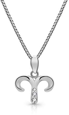 AMITSCHI® Sternzeichen-Kette aus 925 Sterling Silber - [verstellbare Sternzeichenkette für Damen] Perfekte Geschenkidee - Einzigartiges Sternzeichen Design - Widder 21. März - 20. April