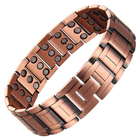 MagEnergy 99.9% Copper Magnetic Bracelet for Men, 3X Magnetic Bracelets Men with Ultra Strength Magnets, Adjustable Wristband with Link Removal Tool & Jewelry Gift Box(Copper)