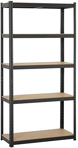 Yaheetech Étagère de Rangement pour Garage Charge Lourde, 180 x 90 x 40 cm Résistant Clipsable Étagère/Rayonnage pour Atelier/Chambre/Entrepôt Noir Lot de 1