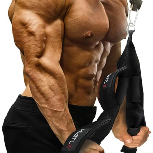 Hustle Athletics Tricep Rope Cable Attachments for Gym Use - Perfect Gym Equipment for Home/Gym Accessories - Multi Workout Rope Cable Machine Attachment -Best Gym Rope Grip with 4 Anti-Slip Handles