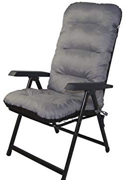 Bjird 2 x Stuhlauflagen für Gartenmöbel Sitzpolster für Hochlehner Gartenmöbelauflagen, Chair, Gartenstuhl-Auflage - 120 x 48 x 7 cm - Hellgrau - 2 Stück