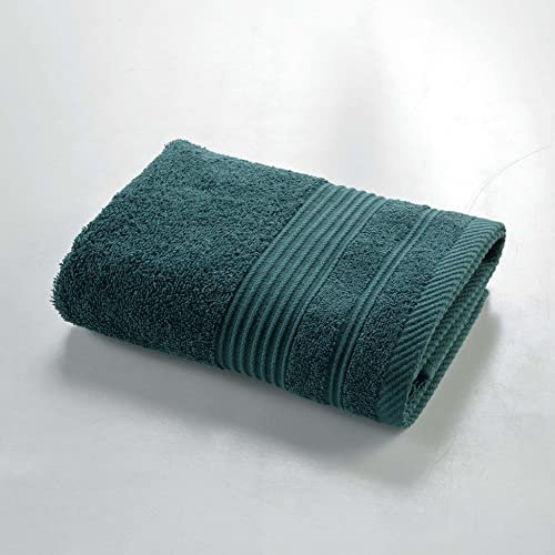 Douceur d'Intérieur, Serviette de Toilette (50 x 90 cm) Tendresse Emeraude, Eponge Unie
