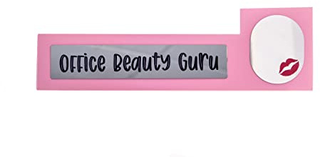 Boxer Gifts Office Beauty Guru Pink Wooden Desk Sign | Fun Novelty Desk Accessory With Mirror | Great Secret Santa Gift For Female Colleague