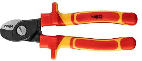 NEO TOOLS Kabelzange 160 mm VDE, poliert, Zweikomponentenhandgriff, CrV-Stahl, Zugelassen für Arbeiten unter Spannung bis zu 1000 V, TÜV-Zertifikat, 25-jährige Garantie