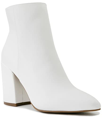 LONDON FOG Evon Damen-Stiefelette mit Blockabsatz, Weiss/opulenter Garten, 42 EU