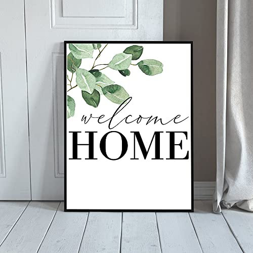 TANYANG Nordic Welcome Home Zitat Eukalyptus Poster Leinwand Malerei Grün Wandkunst Eingangsweg Schild Bilder Für Wohnzimmer Wohnkultur 30X40Cm Kein Rahmen