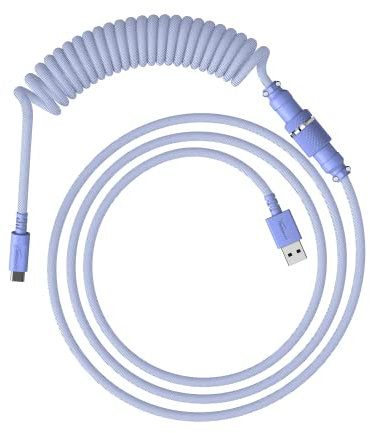 HyperX Spiralkabel – langlebiges Spiralkabel, stilvolles Design, 5-poliger Piloten-Stecker, USB-C auf USB-A – Hellviolett