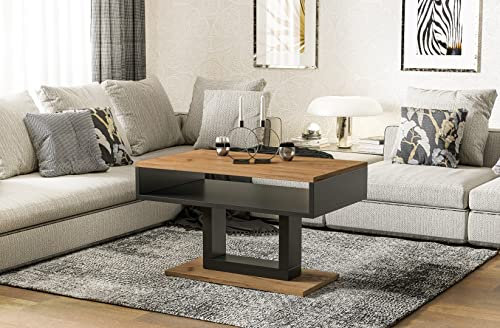 Endo-Moebel Couchtisch Tilo 100x60 cm 4-Fuß-Gestell Sofatisch Beistelltisch (Craft Eiche)