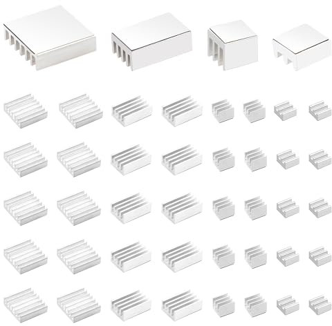 VooGenzek 40 Pièces Dissipateurs de Chaleur pour Raspberry Pi 4 Modèle B, Aluminium Ensemble du Dissipateur Thermique avec Ruban Adhésif Thermo-Conducteur, pour Raspberry Pi 4B Dissipateurs