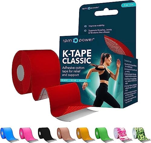 RPM Power Kinesiologie-Tape – Sport-Tape, latexfrei, wasserabweisend, für Muskeln und Gelenke – perfekt für Sport, Muskelschmerzen und Rehabilitation (Einzelne Box, Rot)
