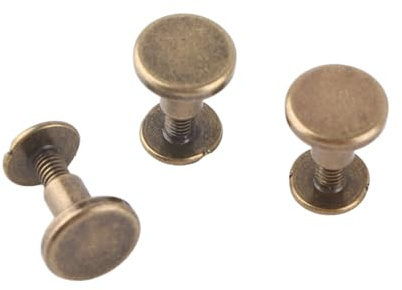 20 Sets Cabeza Plana Cobre Latón, Remache de Metal Cabeza para Cuero Tapa Accesorio (8 mm)