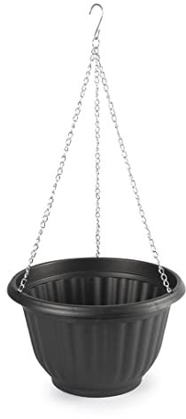 CABLEPELADO Macetero Colgante de plástico, Maceta Colgante, Cesto Colgante, Jardinera Colgante, Macetero suspendido, Canasta Colgante para Plantas, Diámetro Superior: 25 cm, Plástico, Negro