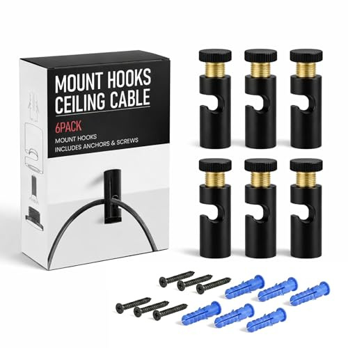 DC VOLTAGE 6 Pcs Modern Ceiling Swag Hook for Pendant Lights Metal Ceiling Mount Lighting Hook for Chandeliers, Wall & Ceiling Fixtures, DIY Lamp Hanging Hooks